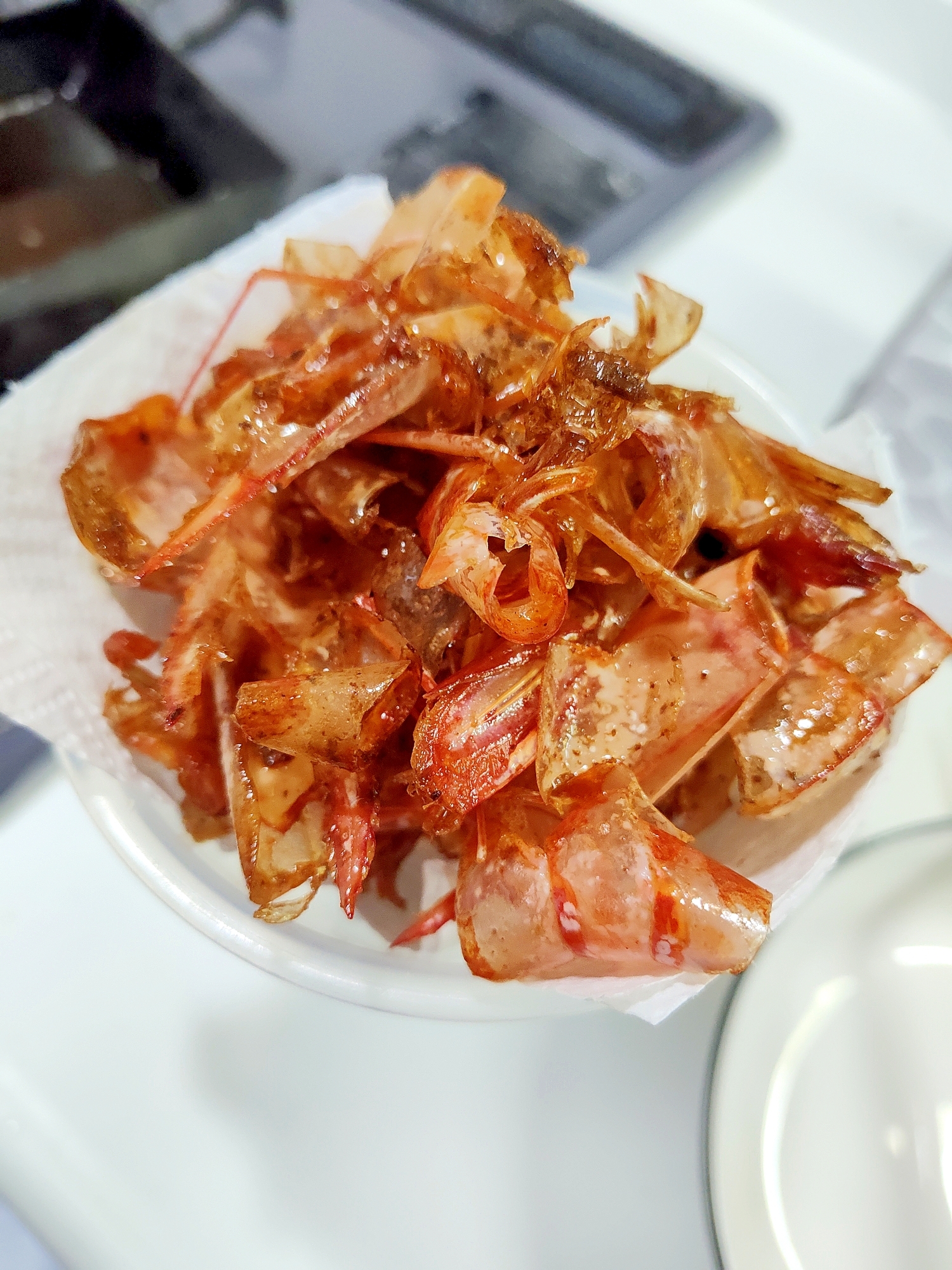 赤エビ、殻カラアゲ〜本命は海老油〜