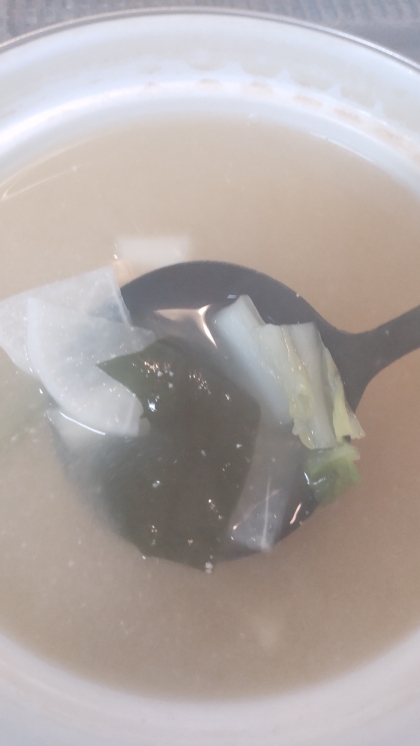 白菜と大根とわかめの味噌汁