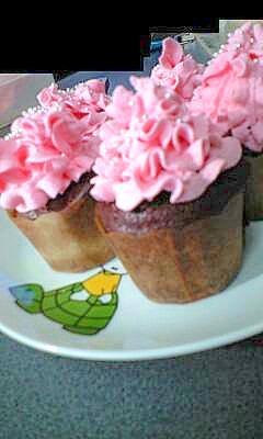 ピンクのカップケーキ