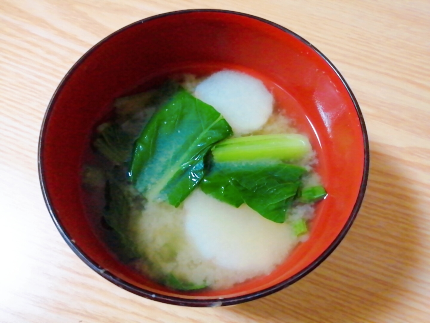 長芋と小松菜の味噌汁