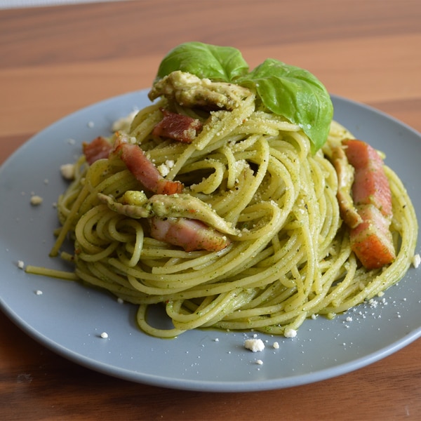 ベーコンときのこのジェノベーゼパスタ レシピ 作り方 By はるままぽん 管理栄養士 楽天レシピ ベーコンときのこのジェノベーゼパスタ レシピ 作り方 By はるままぽん 管理栄養士 楽天レシピ