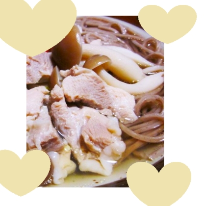 月見と合鴨（スモークハム）の蕎麦