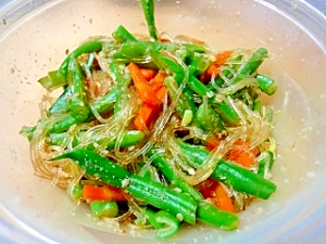 レンジで簡単・とうろく豆と春雨のごま和え