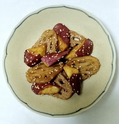 蓮根のシャキ感と薩摩芋のホッコリ感！甘酢味が美味しかったです♪