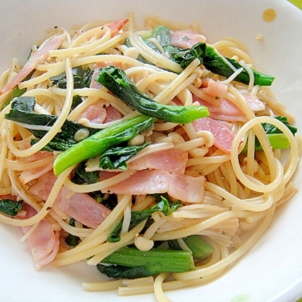 えのきと菜の花ベーコンのガーリック醤油パスタ レシピ 作り方 By Mint74 楽天レシピ えのきと菜の花ベーコンのガーリック醤油パスタ レシピ 作り方 By Mint74 楽天レシピ