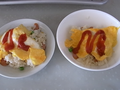 バターライス美味しいですね～♪包めないので卵は薄焼きを乗せましたが美味しかったです、ごちそうさまでした☆