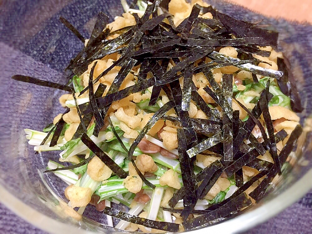 サクシャキネバっ♡水菜納豆サラダ