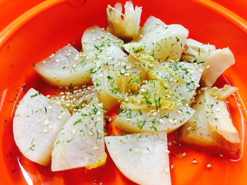 tacookメニュー！白菜と大根の青のりめんつゆ煮