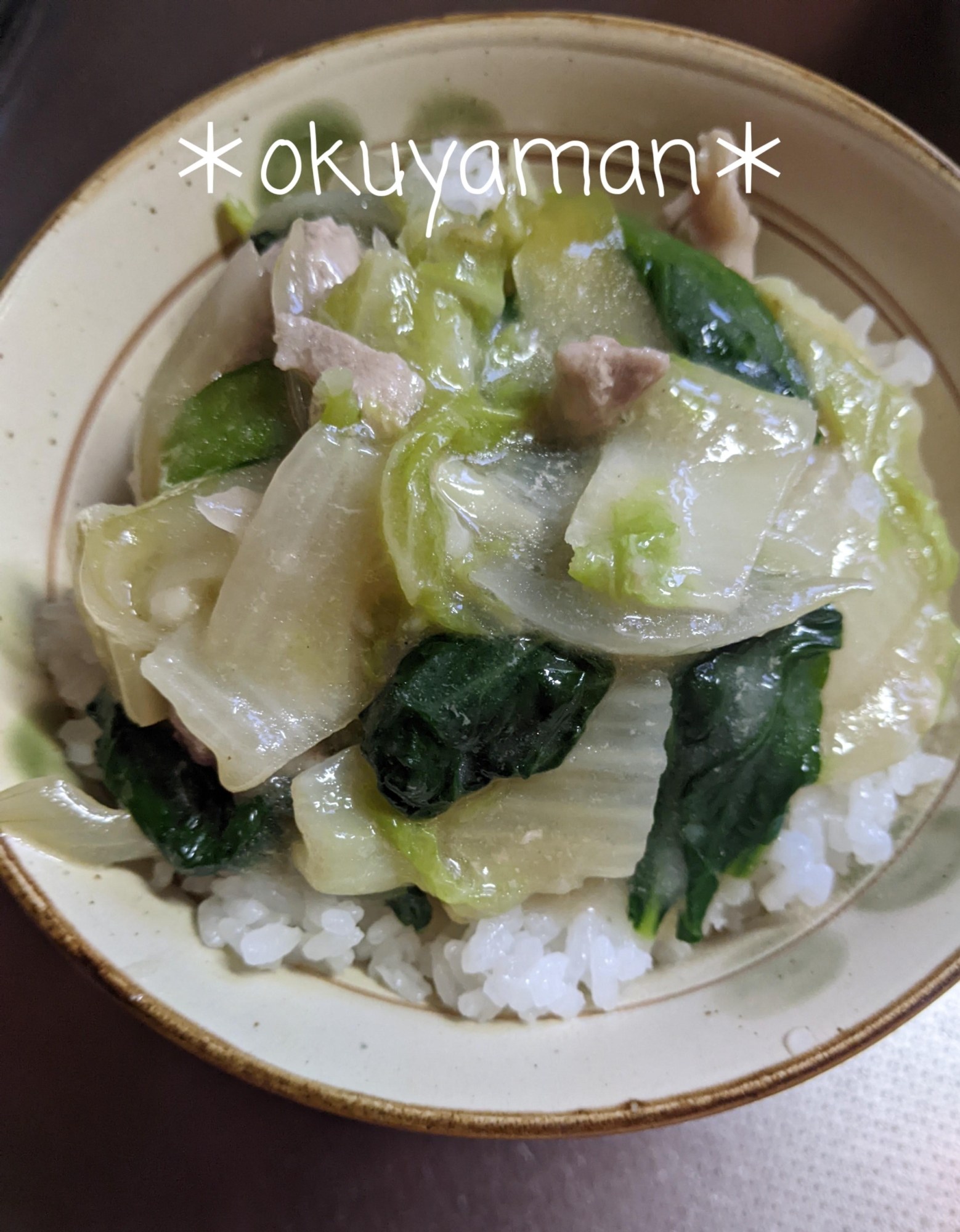 チンゲン菜豚丼