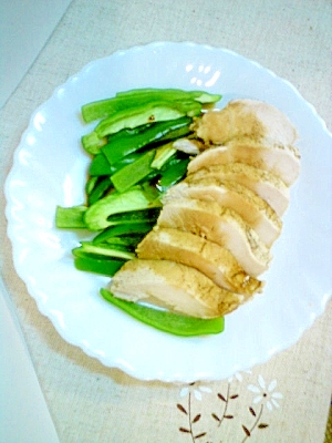 一日漬け込んだ鶏胸肉のじっくり煮