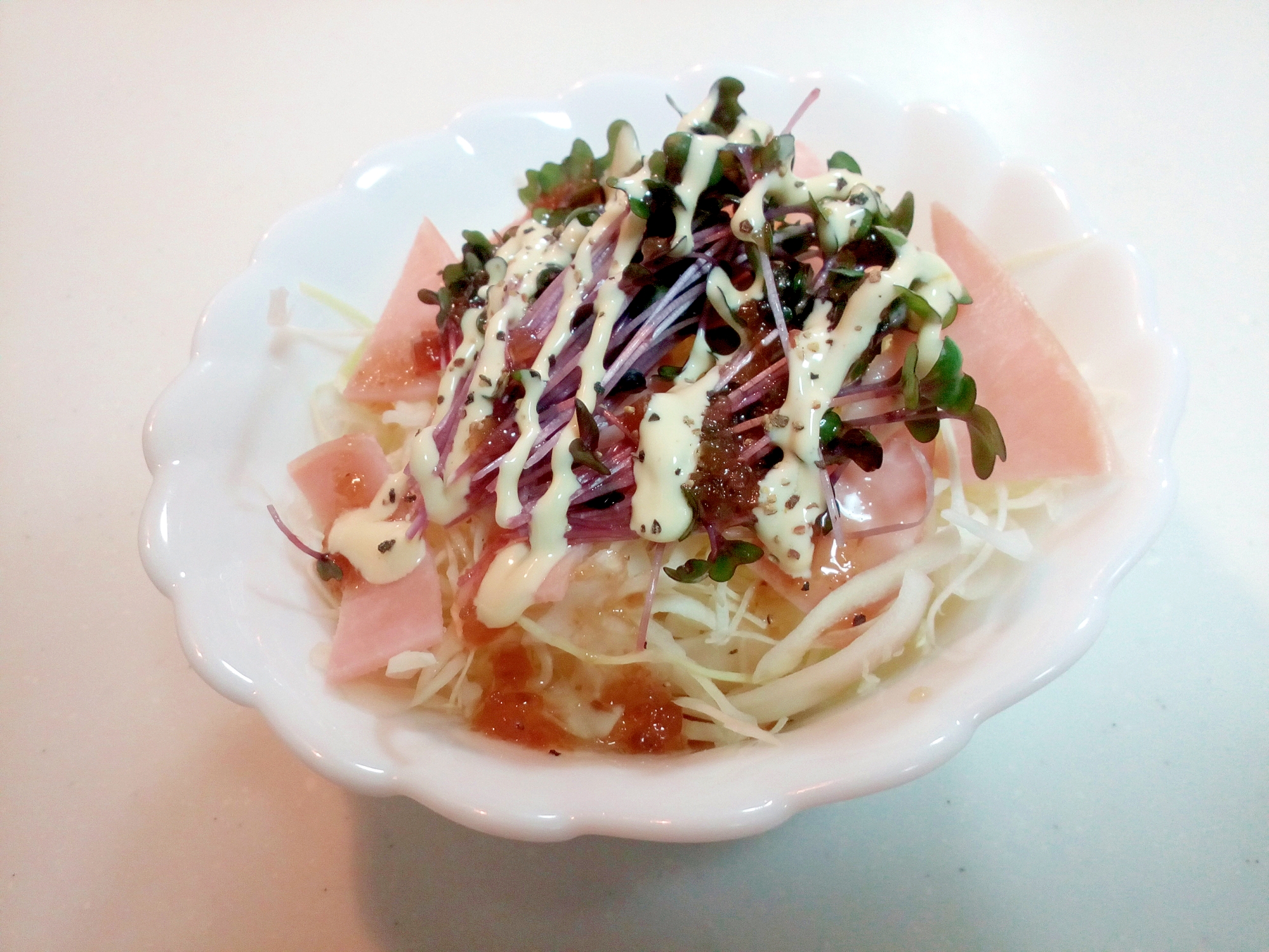 キャベツ ハム レッドキャベツスプラウトのサラダ レシピ 作り方 By ぷ みぃまま 楽天レシピ キャベツ ハム レッドキャベツスプラウトのサラダ レシピ 作り方 By ぷ みぃまま 楽天レシピ