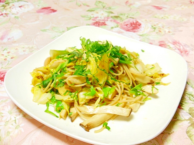 ❤キャベツとアスパラ&エリンギ大葉のパスタ❤