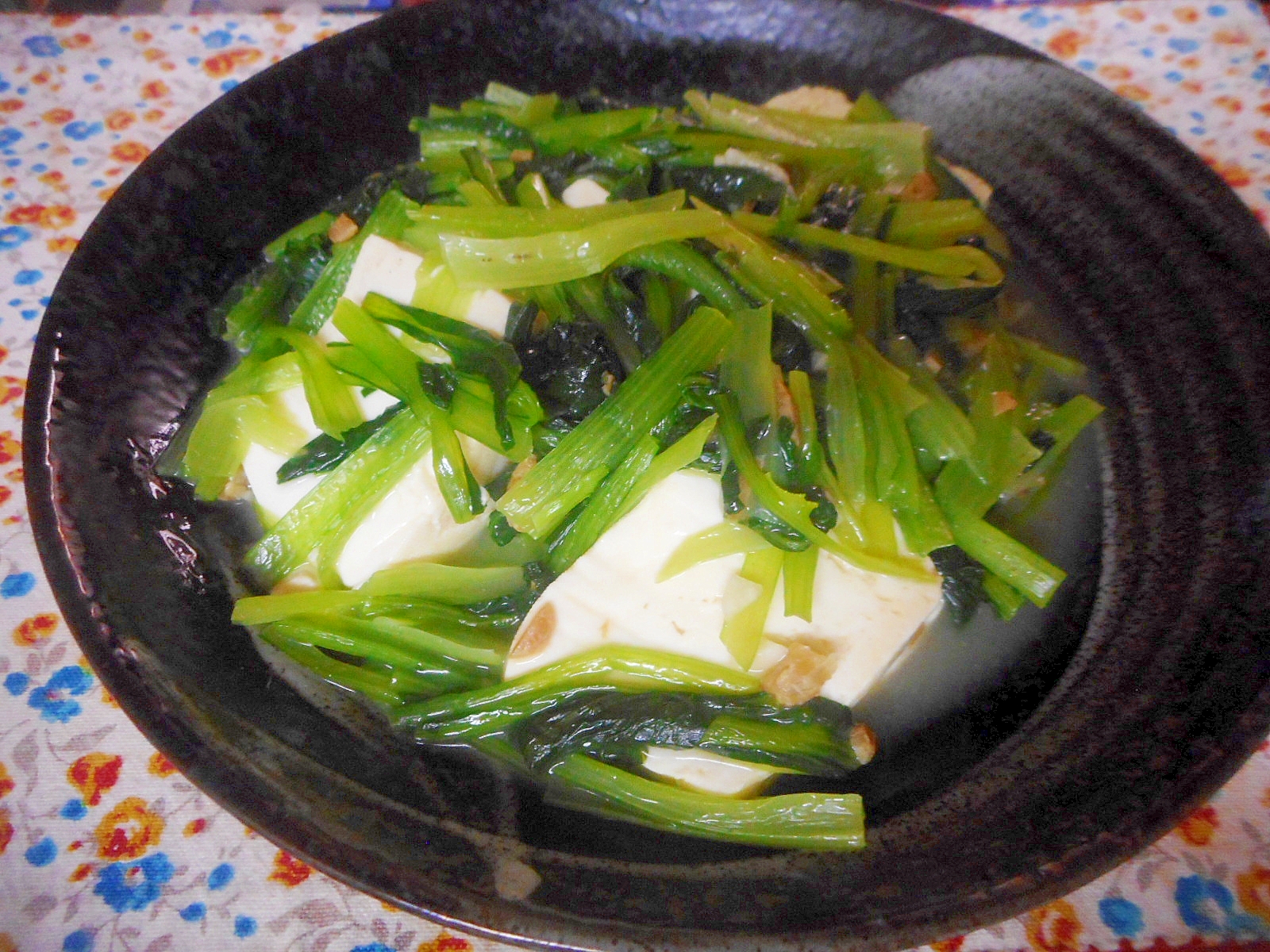 小松菜と豆腐の中華風炒め煮