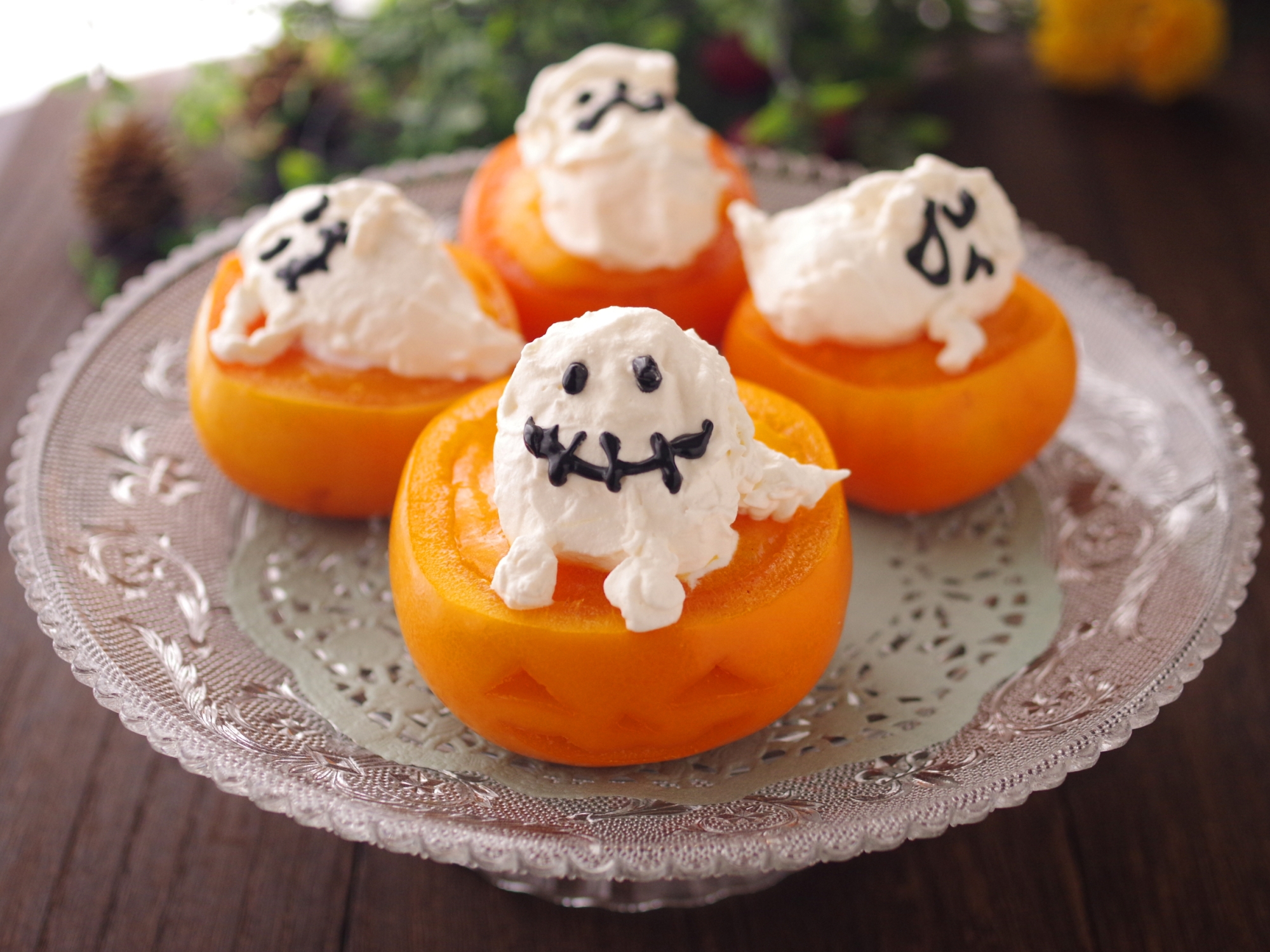 超簡単 フルーツハロウィン おばけの柿ティラミス レシピ 作り方 By めろんぱんママ めろんカフェ 楽天レシピ