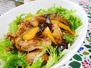 ｱｼﾞｱﾝﾃｲｽﾄで夏野菜と春雨と鶏肉