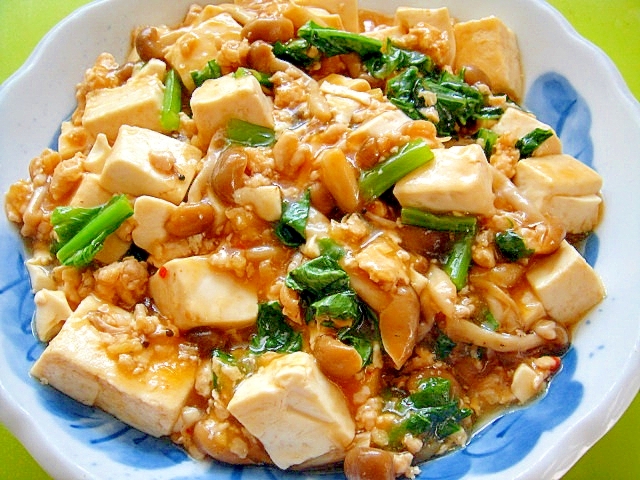 豆腐と鶏ひき肉しめじのマーボー風