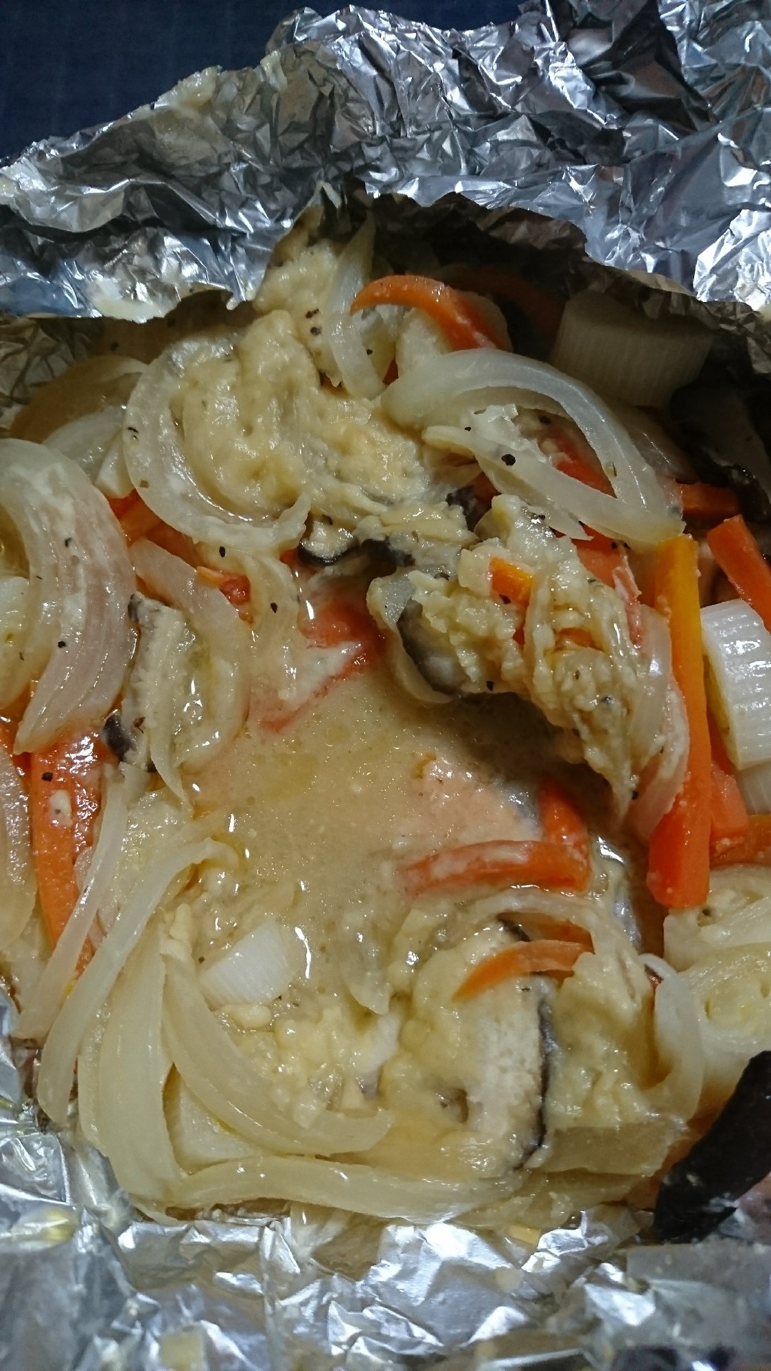 西京味噌漬けの魚野菜蒸し