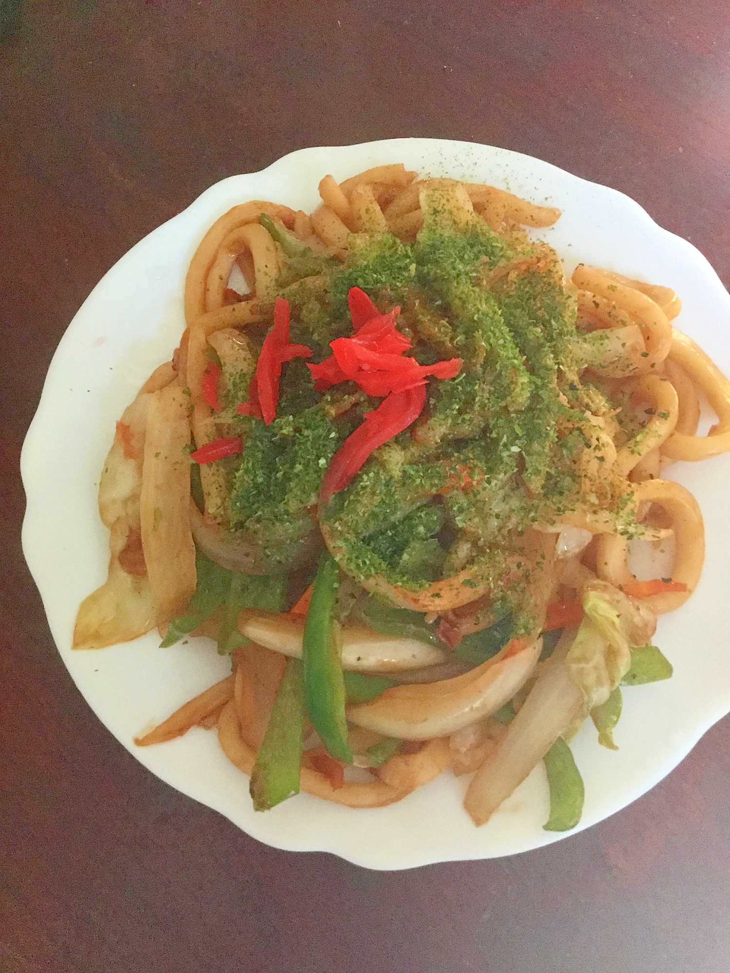 新玉ねぎとベーコンのソース焼きうどん！