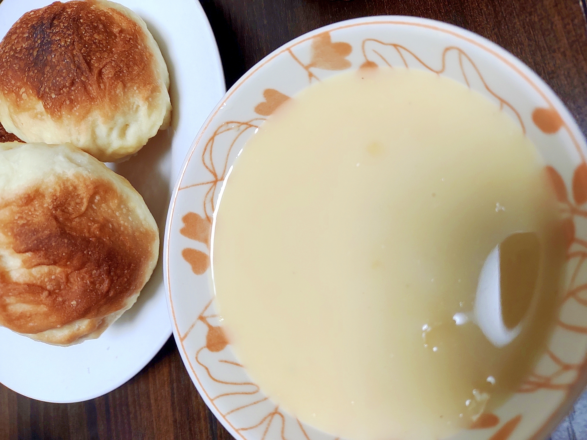 コーンクリームスープ　バレンタインの朝食に