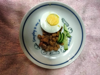 納豆アレンジ ゆで卵&貝割れ菜