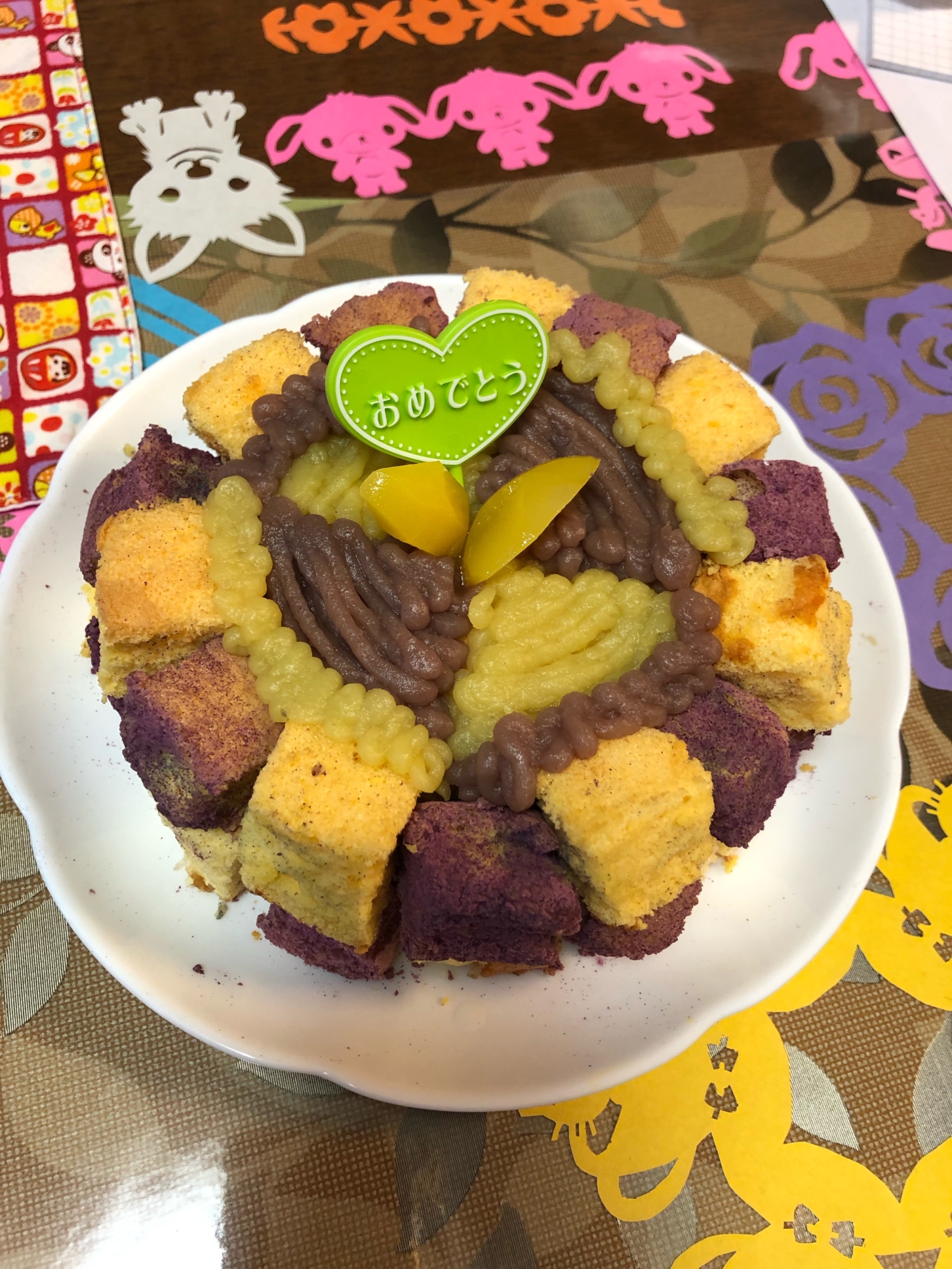 薩摩芋のデコレーションケーキ