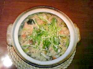 お野菜たっぷり☆鮭のしょうが味噌風味雑炊