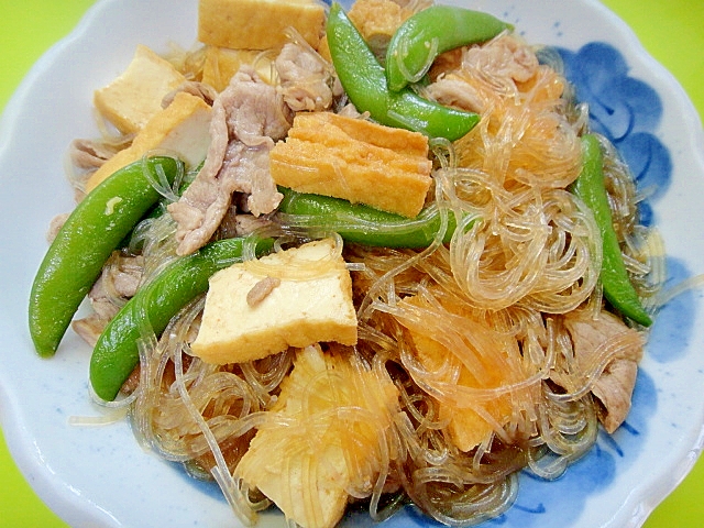 春雨と厚揚げ豚肉のピリ辛炒め煮