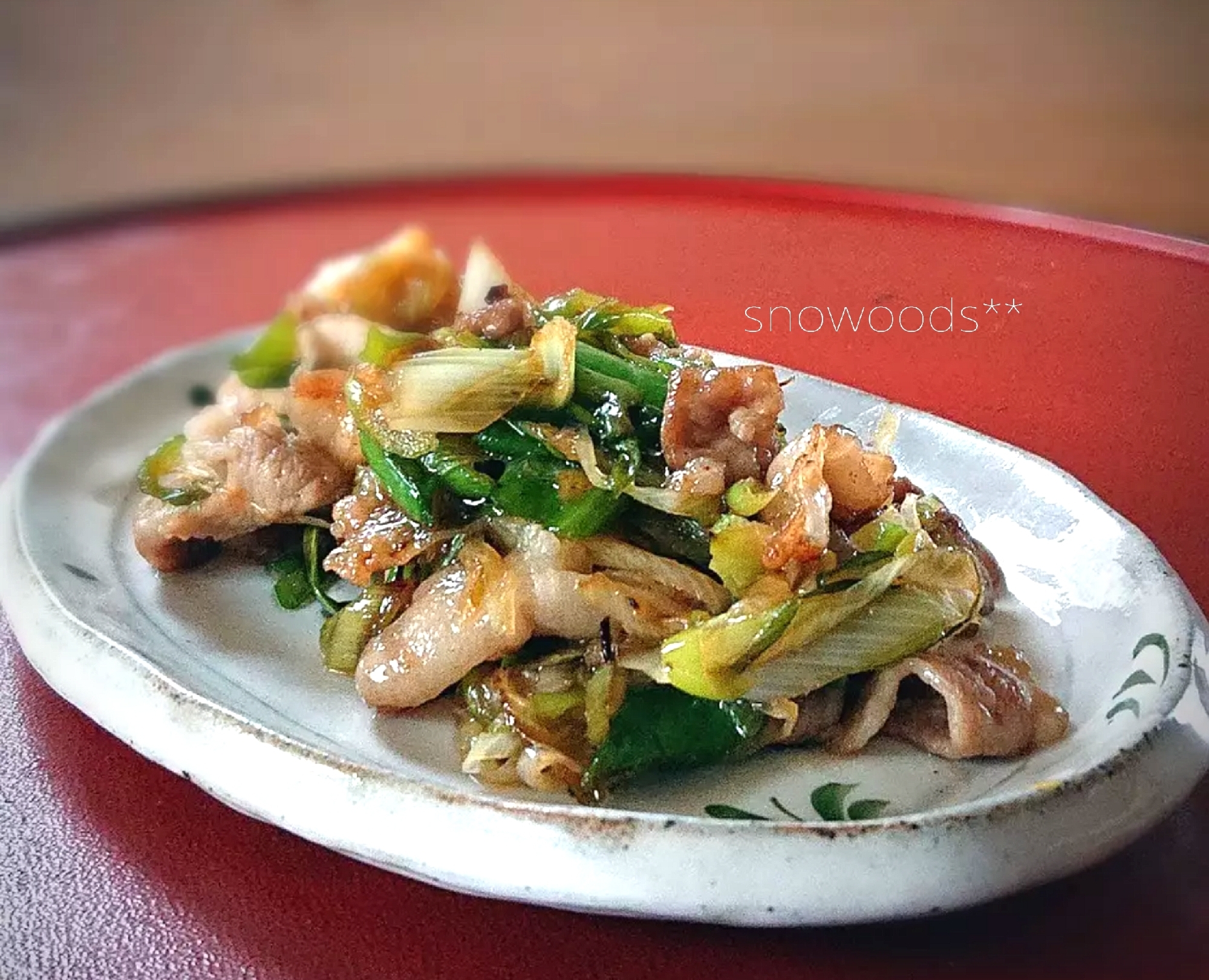 余ったしゃぶしゃぶ用豚肉で長ネギ炒め