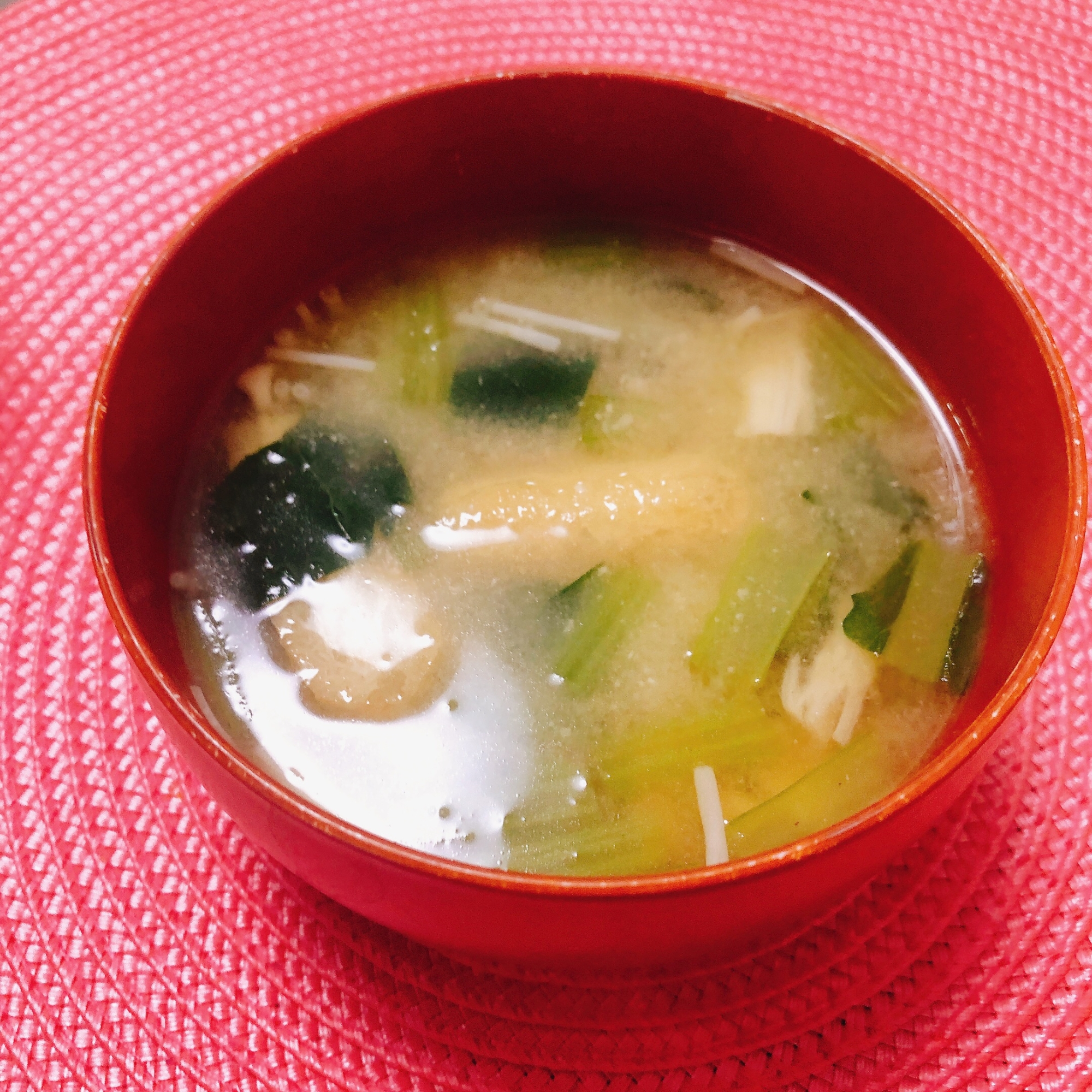 小松菜えのきのお味噌汁ෆ˚*