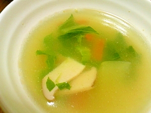 チンゲン菜とエリンギの中華スープ