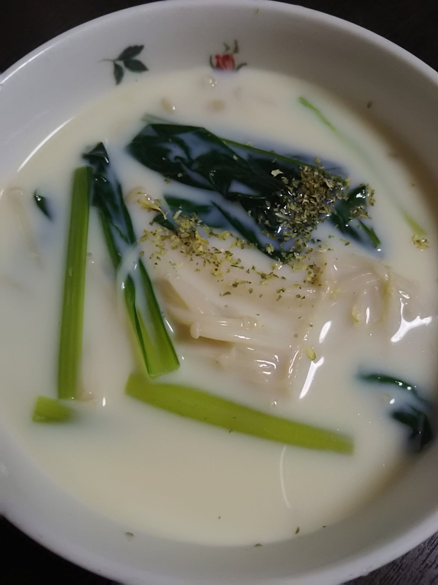えのきと小松菜の豆乳スープ(^^)