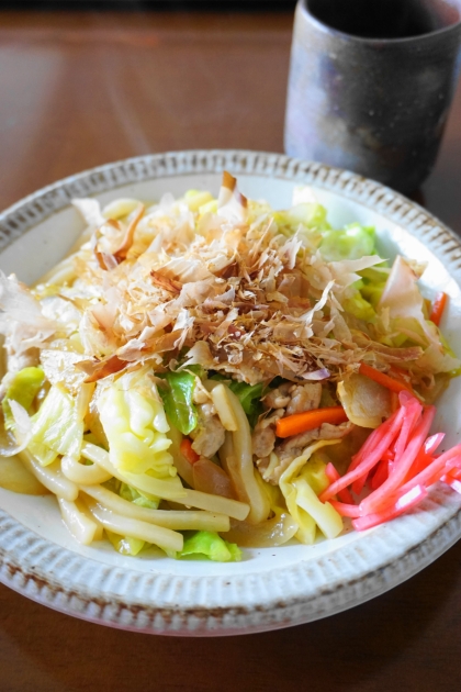 茅乃舎だしで簡単！焼きうどん