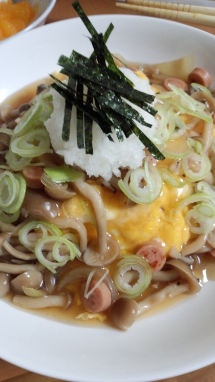 ふわふわとろとろ♪あんかけのお出しが麺つゆだけとは思えない美味しさでした！大根おろしの絶妙にあいますね。お手軽なのでまた作りたいです。ありがとうございました。