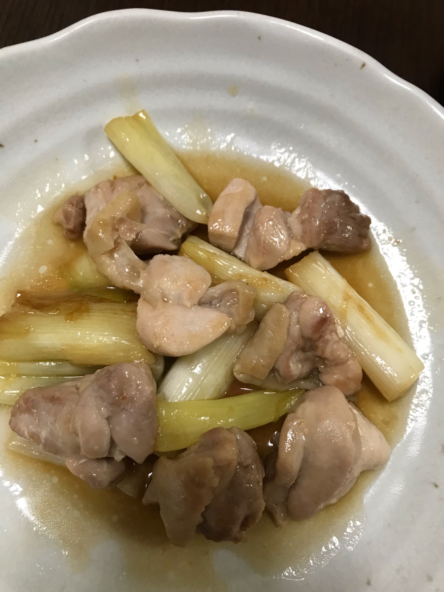 ネギと鶏モモ肉炒め