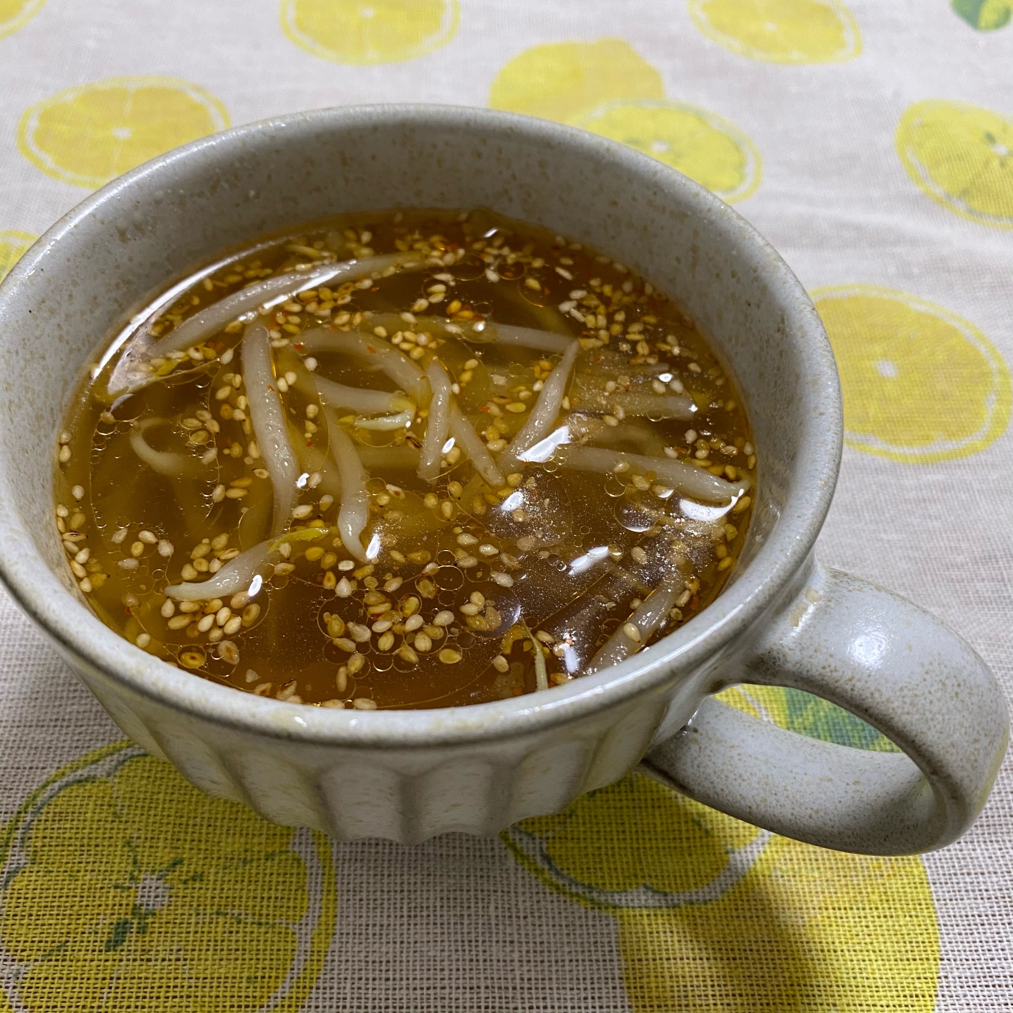 レンジで節約簡単レシピ！もやしの中華スープ♪