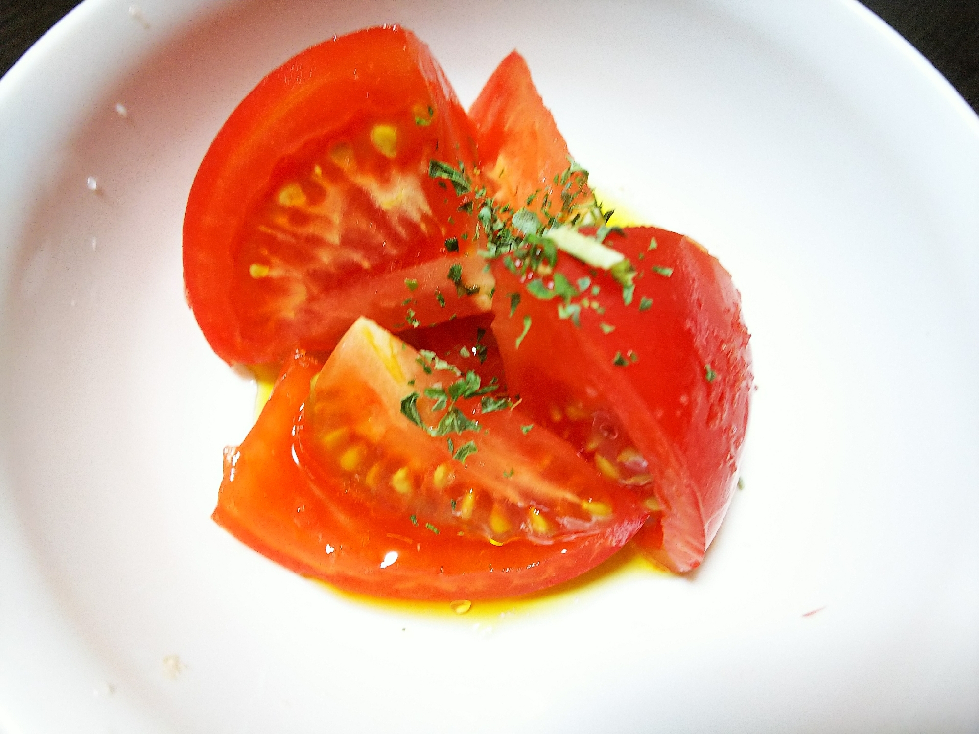 簡単おかず 冷やしトマトの塩オリーブ和え レシピ 作り方 By ぷもか 楽天レシピ