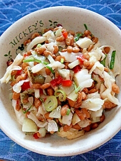 納豆の食べ方-キャベツ＆ピクルス♪
