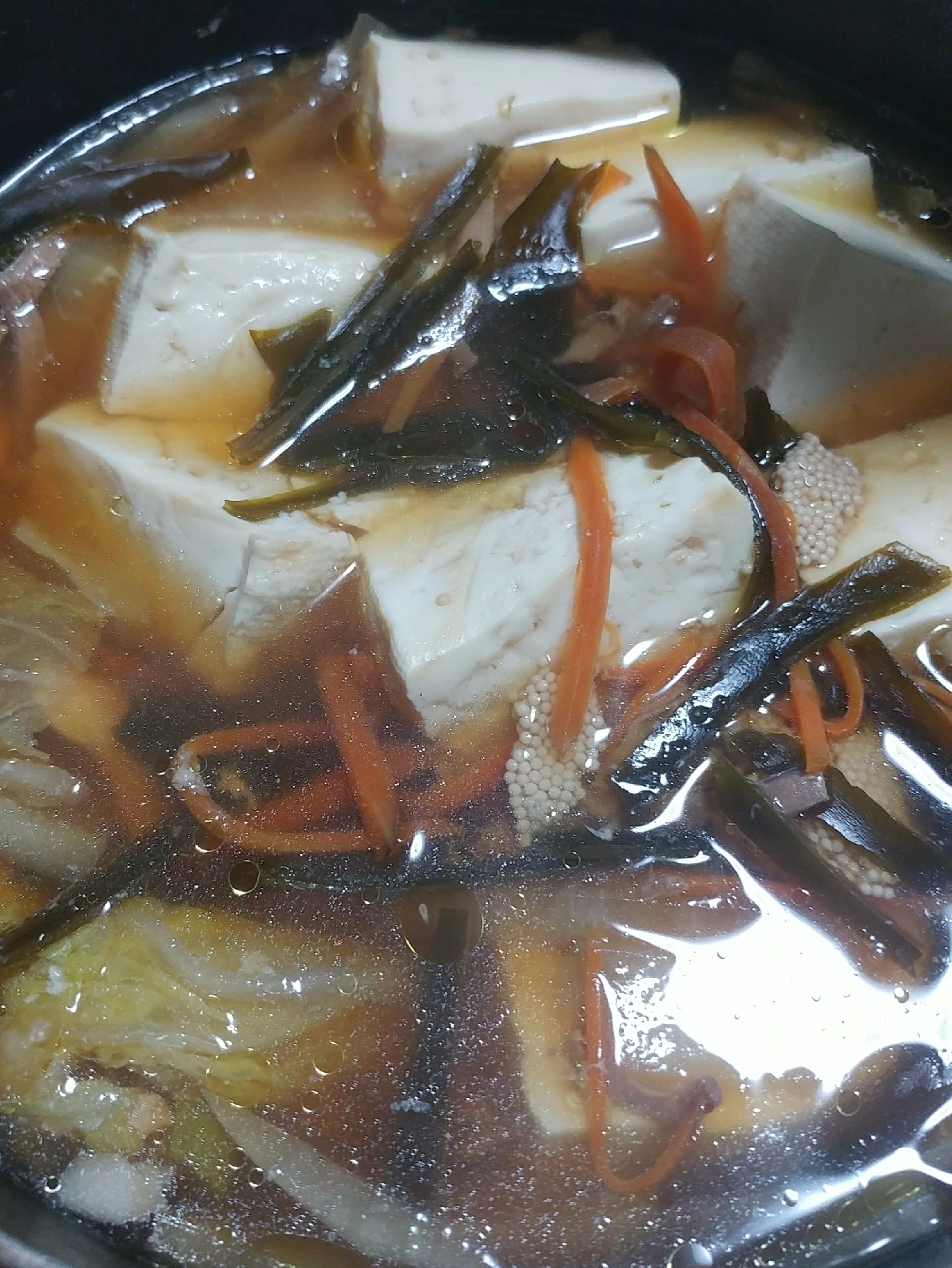 鶏肉　豆腐　白菜　松前漬けのスープ