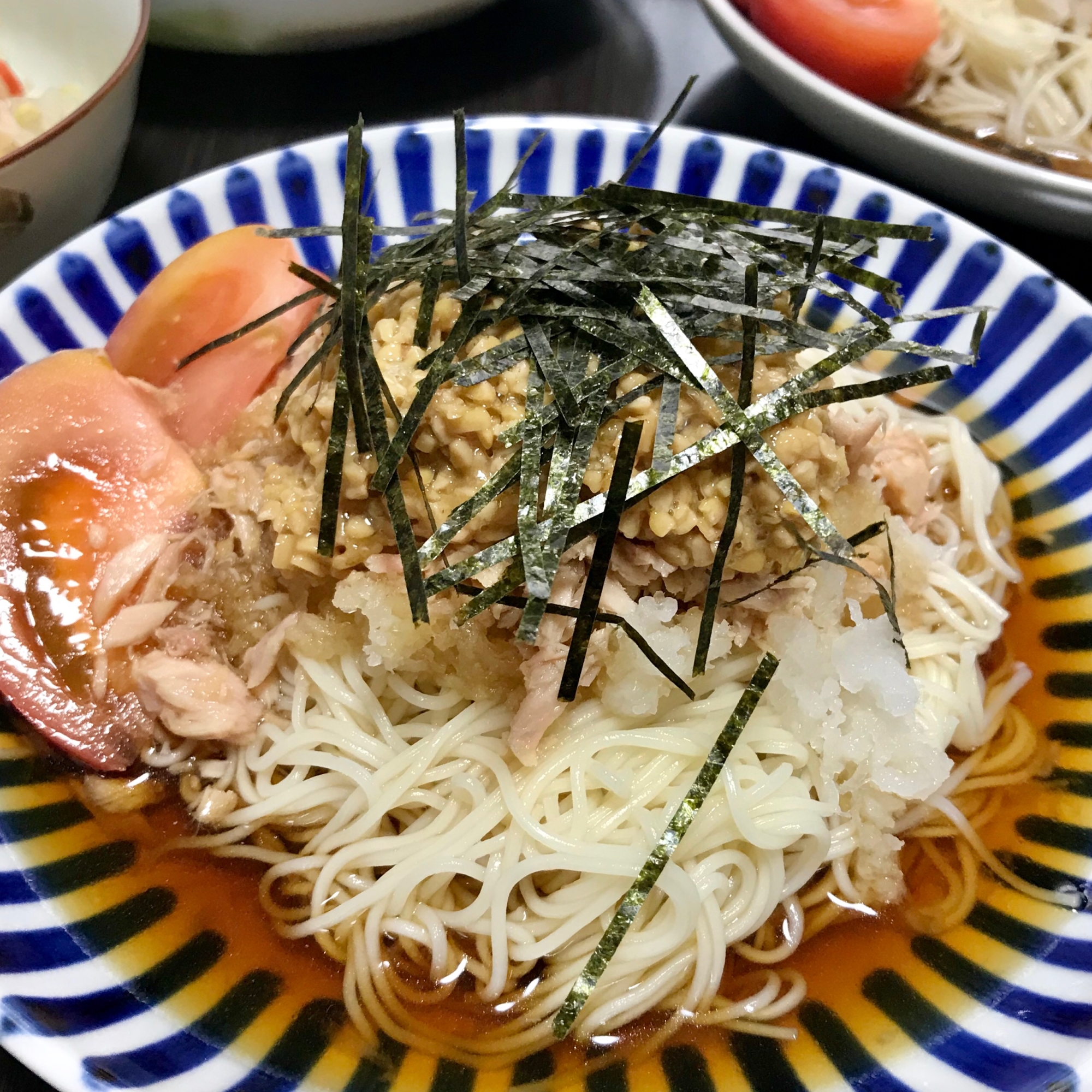 おろしツナ納豆そうめん