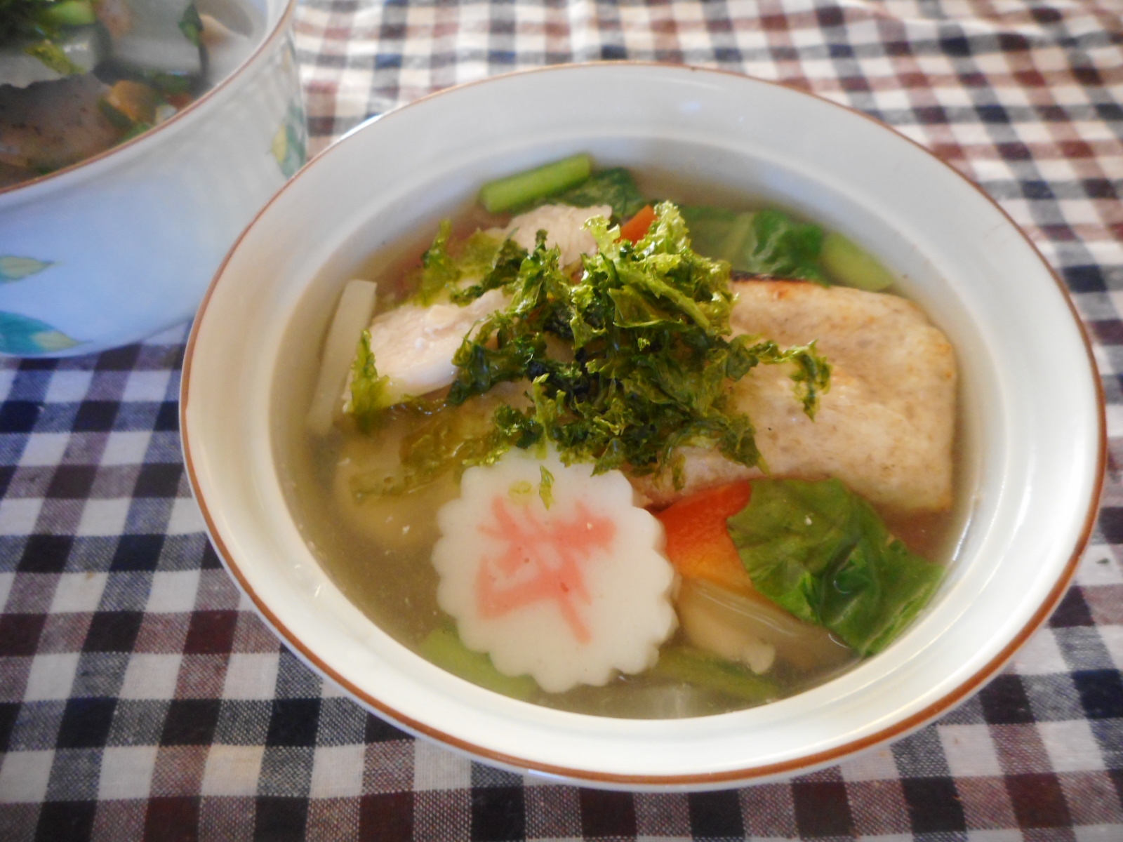 ささみとアオサと玄米餅のお雑煮