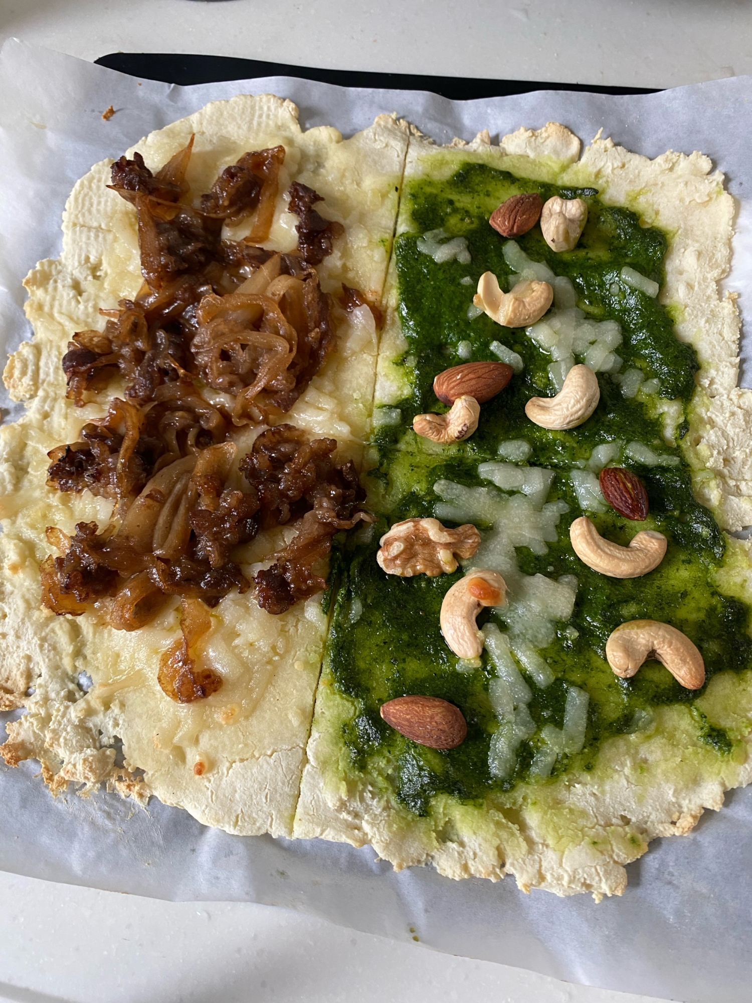米粉と豆腐でピザ