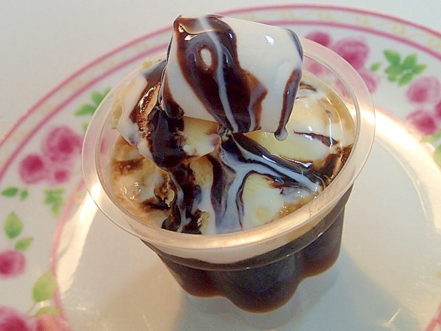 アイスとマシュマロのチョコミルク珈琲ゼリー