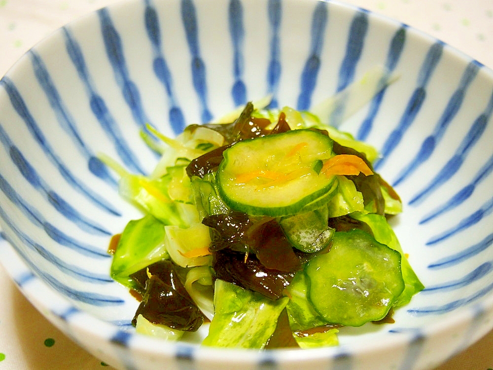 きゅうりとキャベツとわかめの酢の物