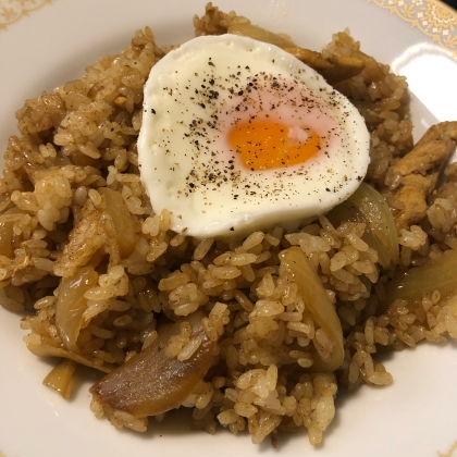 冷やご飯deチキンカレー炒飯^_^