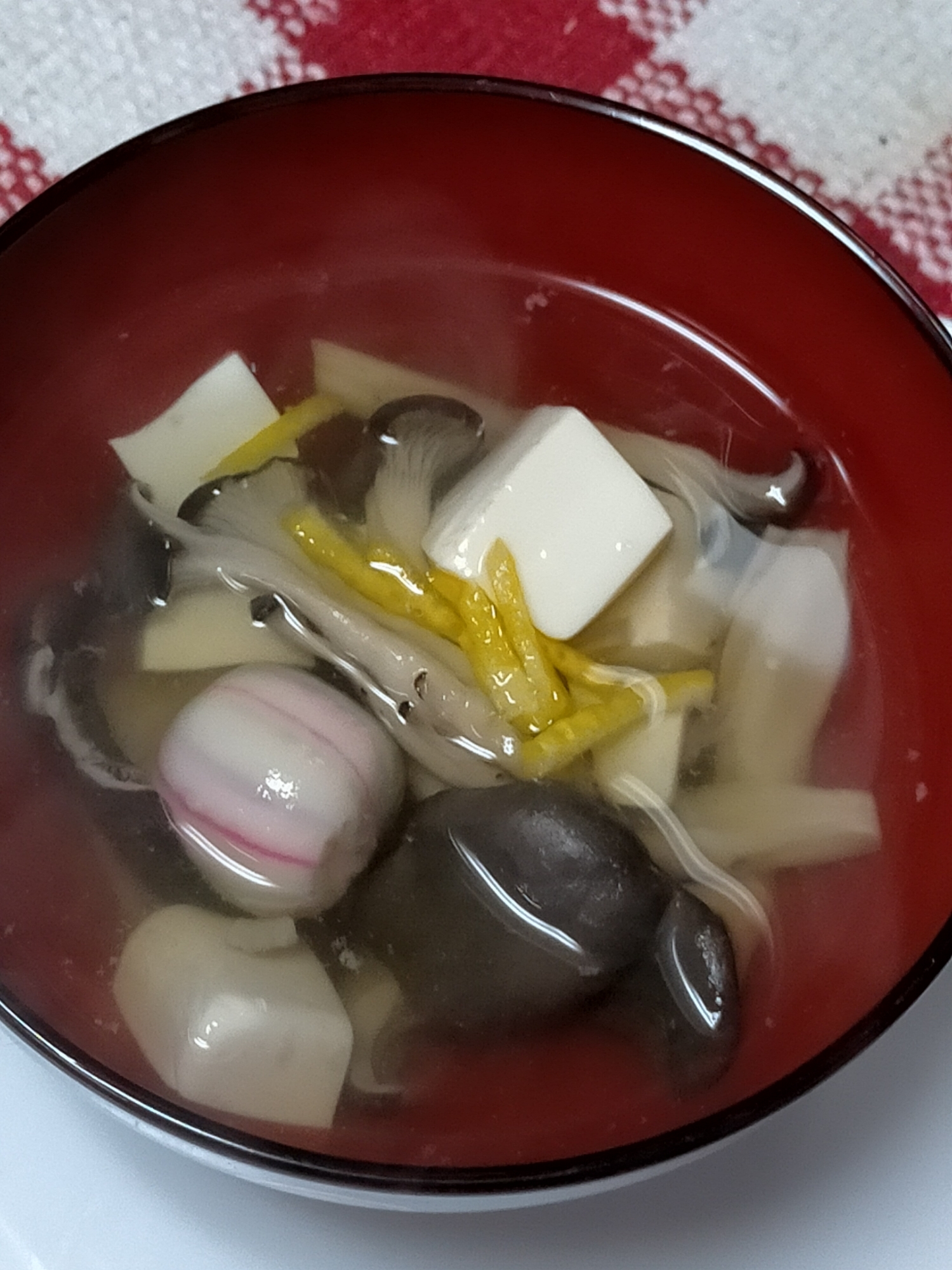 柚子香る～♡ひらたけと豆腐＊手鞠麸のお吸い物♪