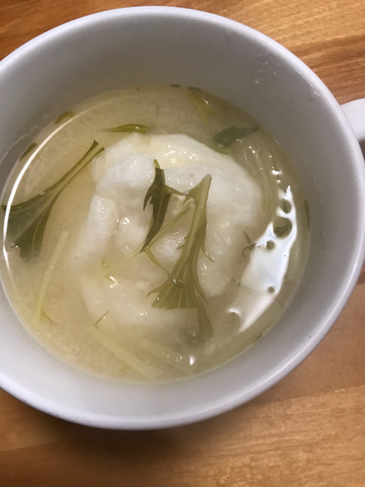 味噌味で水菜のお雑煮