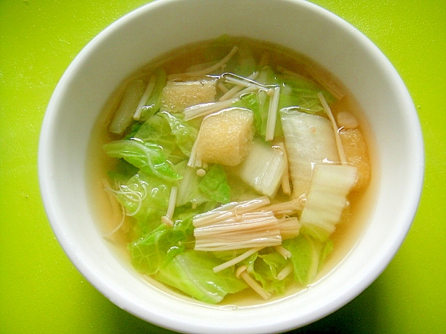 白菜えのき油揚げの和風スープ