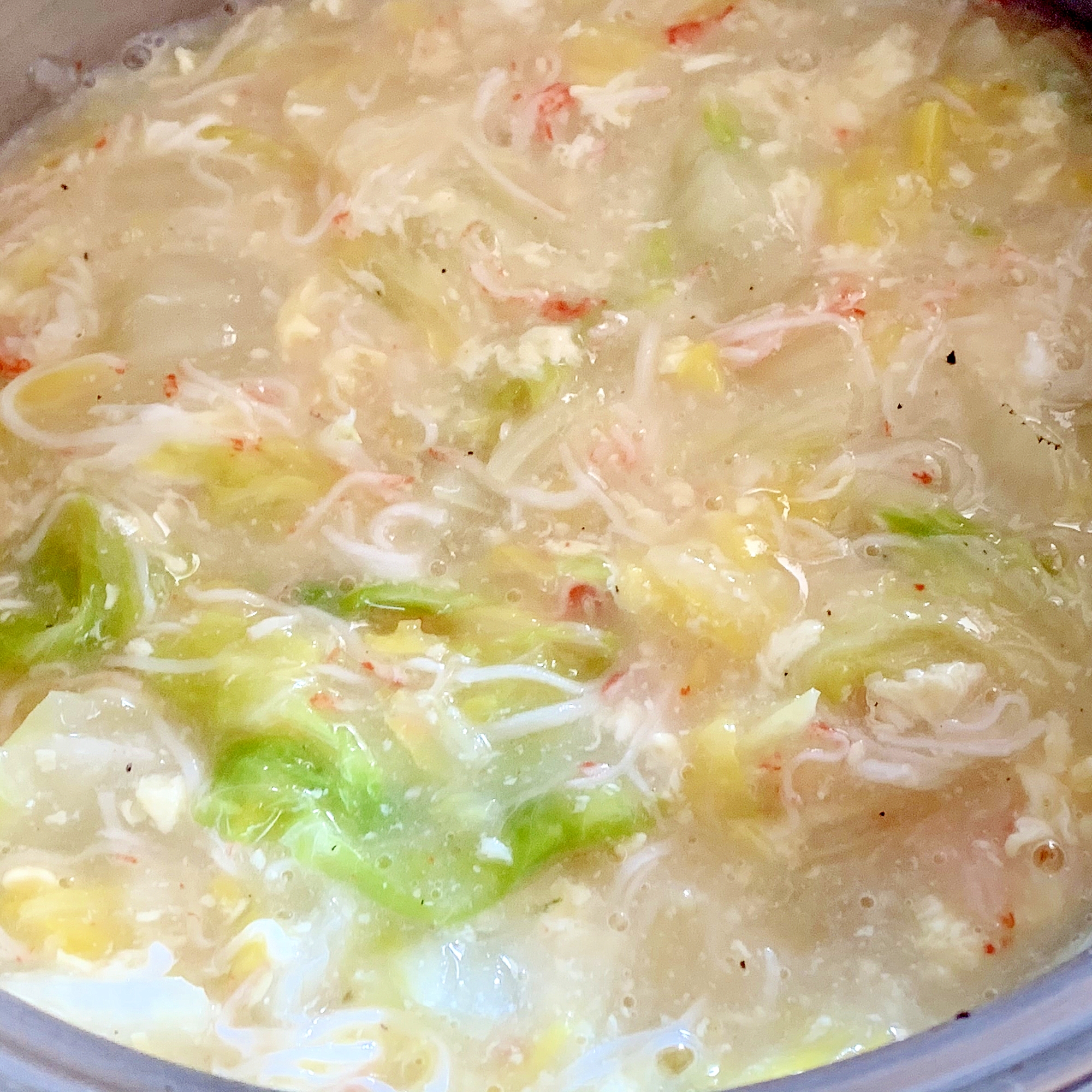白菜の和風カニ玉あんかけスープ