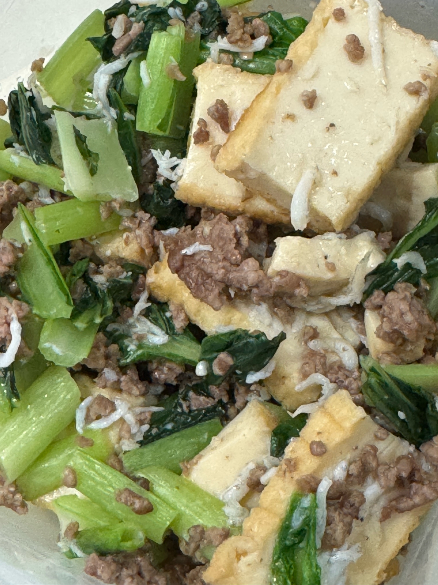 カルシウムたっぷり！小松菜×厚揚げ×しらす味噌煮