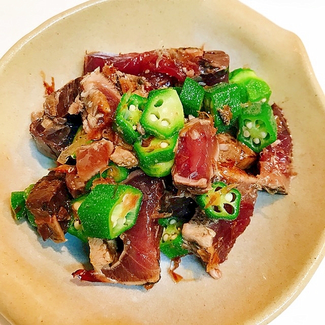 カツオのたたきとオクラのおかか和え 夏です レシピ 作り方 By だだちゃまめごはん 楽天レシピ